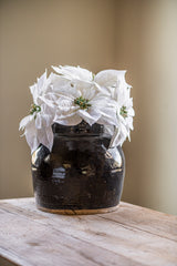 9 Inch White Poinsettia Pick