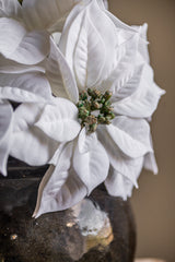 9 Inch White Poinsettia Pick