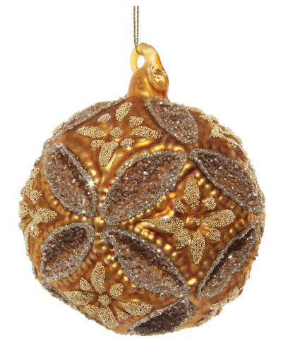 Glass floral jewel ball gold 8cm