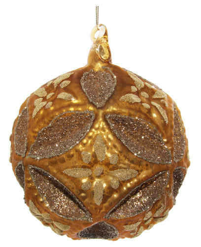 Glass floral jewel ball gold 15cm
