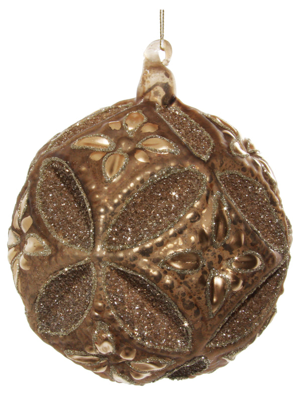 Glass floral jewel ball brown 15cm