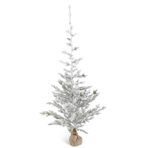 6 Foot Flocked Pine Tree in Burlap Sack