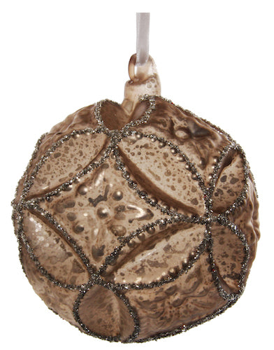 Glass floral ball antique grey silver gl