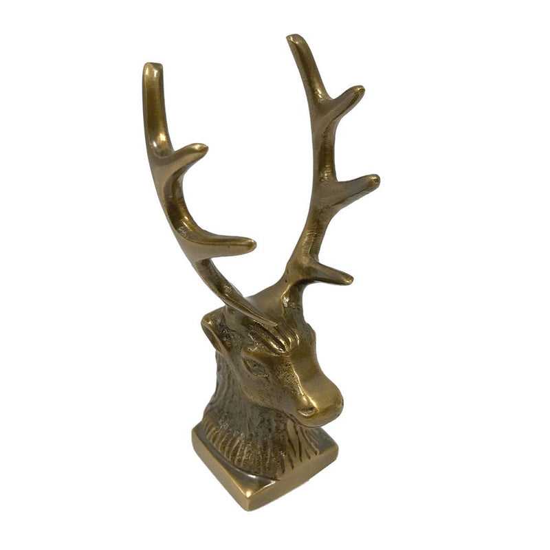 4-1/4" Antiqued Brass Stag Pen Holder/Paperweight