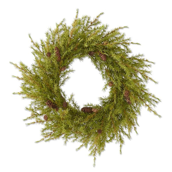 30 Inch Pine Wreath w/Large & Small Pinecones
