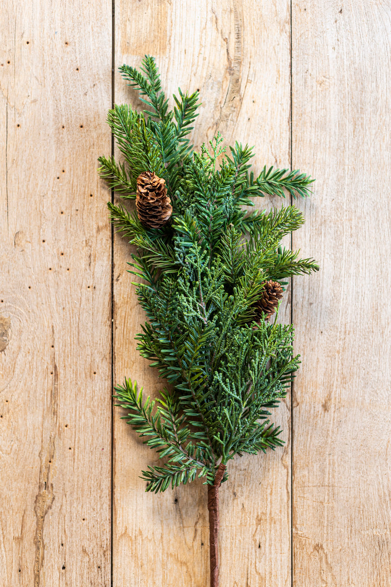 30 Inch Mixed Pine Real Touch Stem w/Pinecones