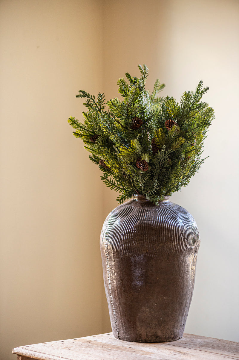 30 Inch Mixed Pine Real Touch Stem w/Pinecones