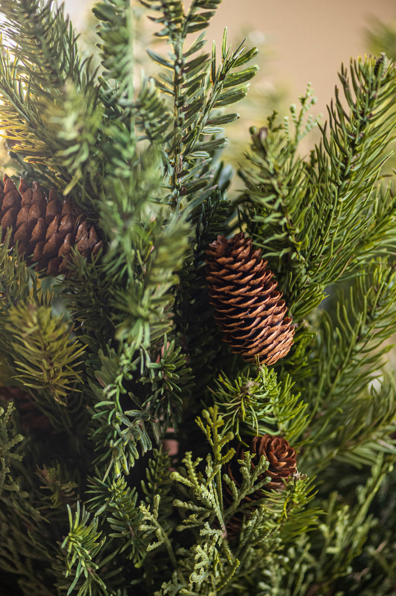 30 Inch Mixed Pine Real Touch Stem w/Pinecones