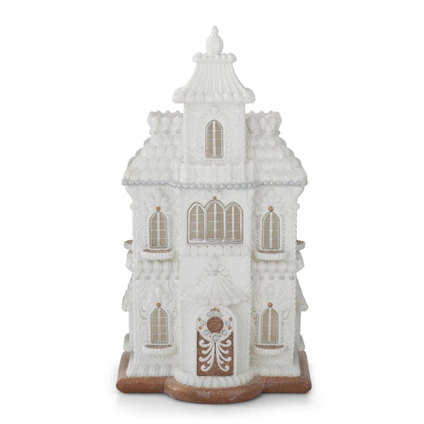 24.25 Inch Glittered White Resin LED Gingerbread House w/Timer
