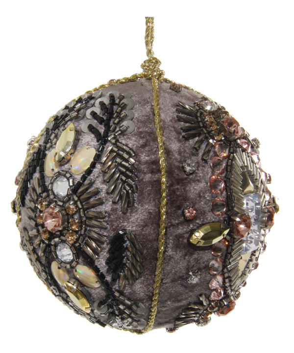 Velvet ball grey floral bead embroidery