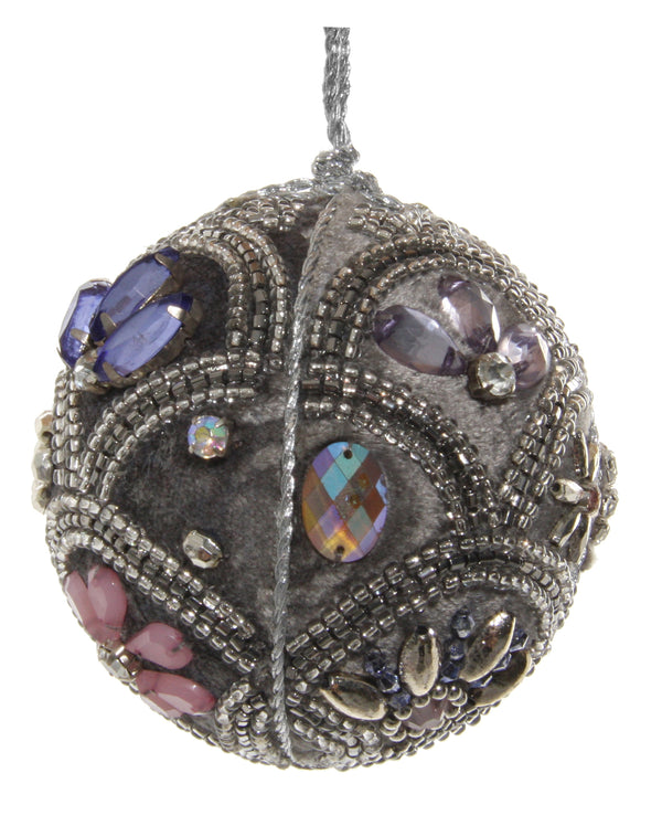 Velvet ball grey floral gem embroidery 7