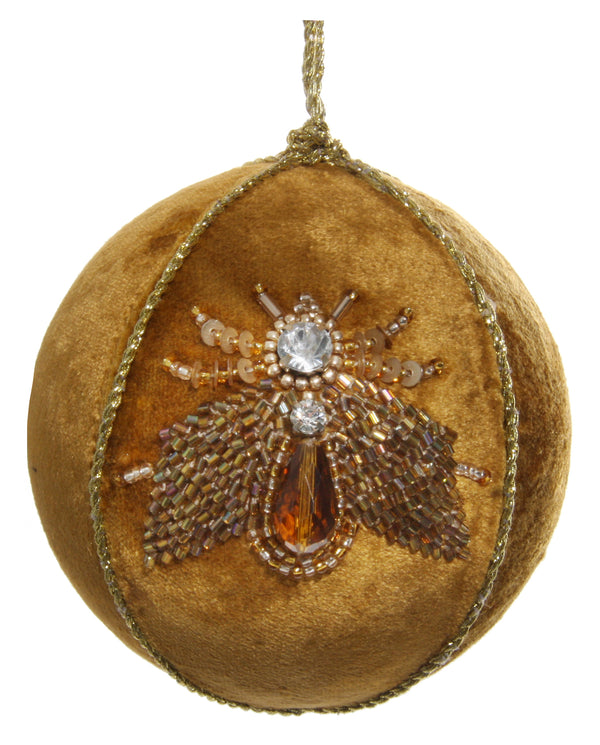 Velvet ball gold with insect embroidery