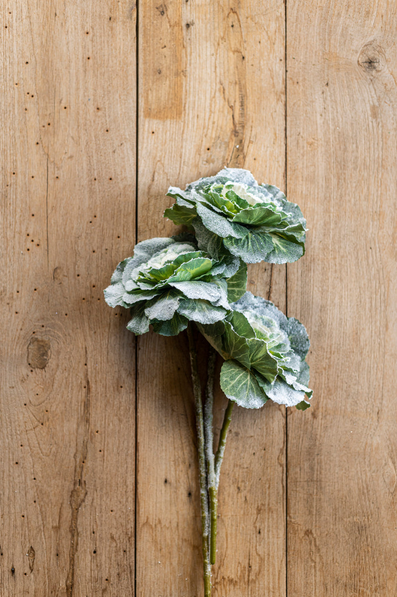 18.5 Inch Glitter Flocked Cabbage Stem