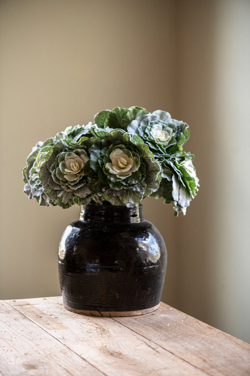 18.5 Inch Glitter Flocked Cabbage Stem