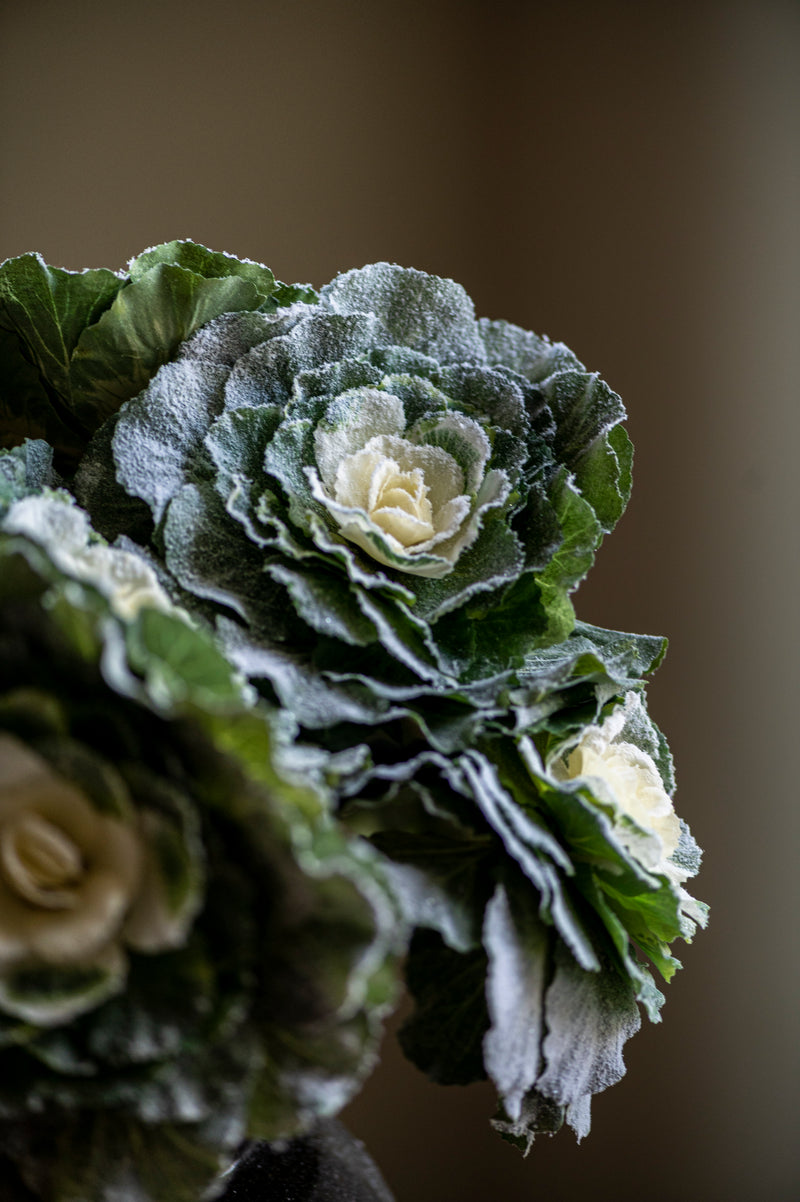 18.5 Inch Glitter Flocked Cabbage Stem