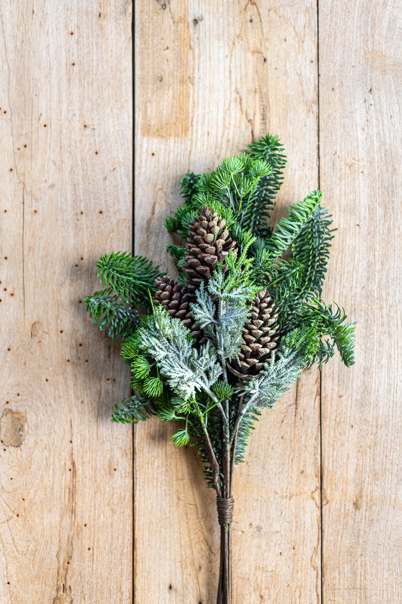 22 Inch Mixed Pine Bundle & Pinecones (8 Stems)