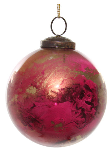 Glass ball purple gold marbled 10cm