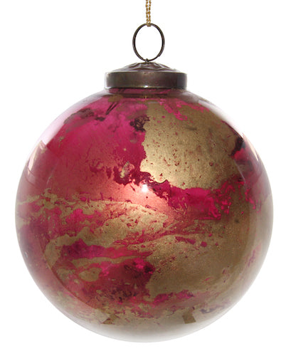 Glass ball purple gold marbled 12cm