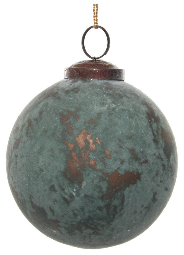 Glass ball copper blue oxidized 10cm