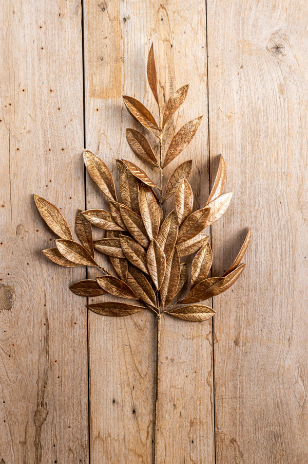 26 Inch Gold Magnolia Leaf Stem