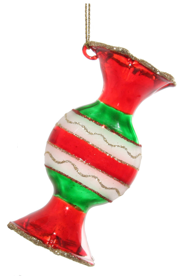 Glass candy red-gold-green 9cm