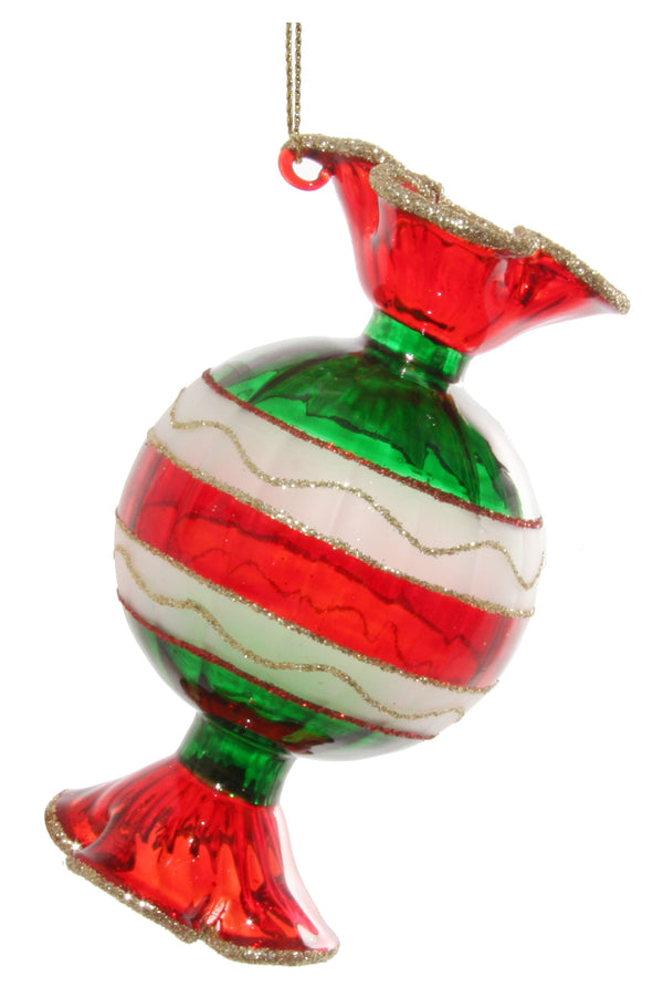 Glass candy red-gold-green 11cm