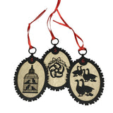 12 Days of Christmas Silhouette Ornaments, Red Ribbon