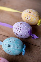Pastels with Cut-out Hearts Hand painted egg - Small