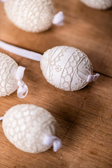 White with Scallops Hand painted egg - Small