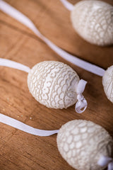 White with Scallops Hand painted egg - Small
