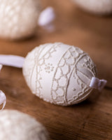 White with Scallops Hand painted egg - Small