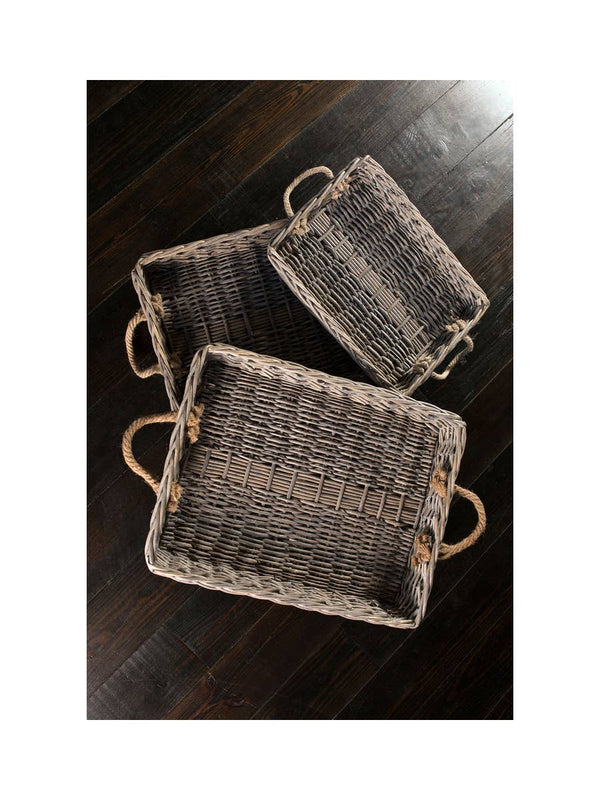Rectangular Willow Trays with Jute Handles