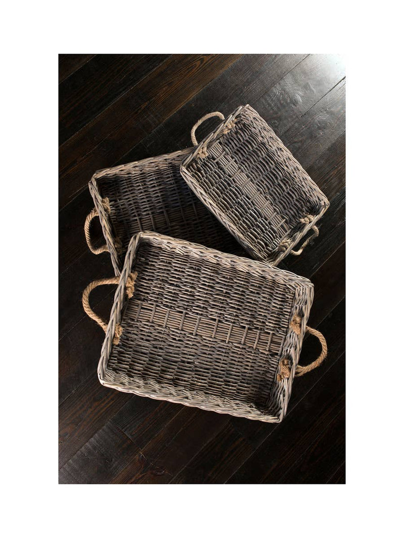 Rectangular Willow Trays with Jute Handles
