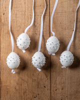 White with Pearls Hand painted egg - Small