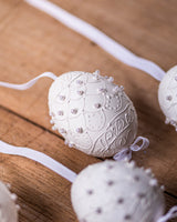White with Pearls Hand painted egg - Small