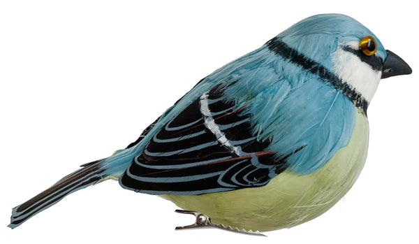 Feather blue tit on clip 17cm