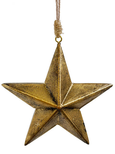 Wooden star leaf gold 11cm