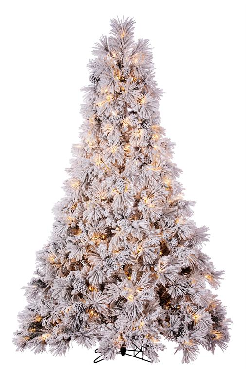 7.5' ICELAND FIR TREE, FLOCKED, EASY-LIT 400 M4 LED LTS/58"DIA/1122 TIPS