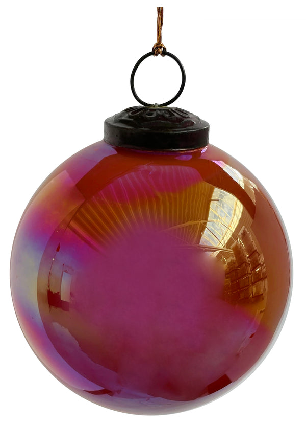 Glass ball orange lustered 10cm