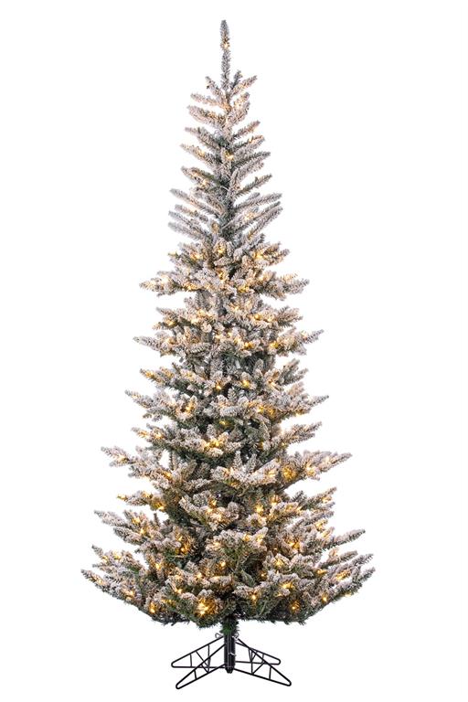 7.5' SHERWOOD PINE TREE,SLIM,FLOCKED, LT *NET* 350 M4 LED LTS/48"DIA/1427 TIPS