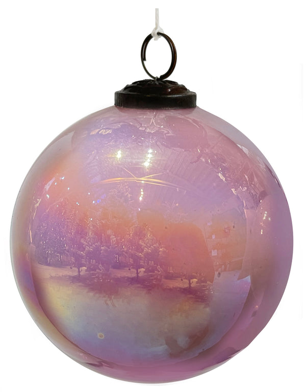Glass ball pink lustered 12cm