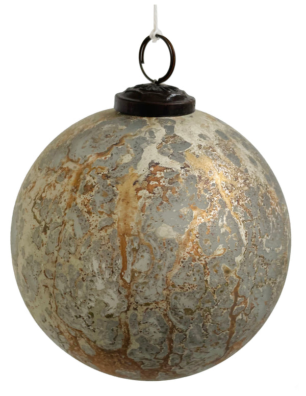 Glass ball marbled grey gold 12cm