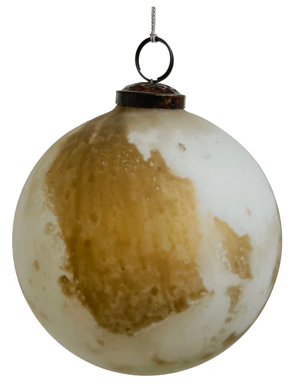 Glass ball white mat gold marble finish