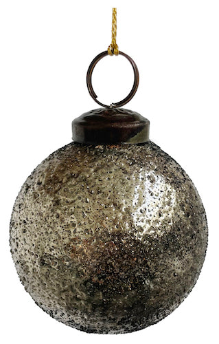Glass ball silver black sand oxidized 7,