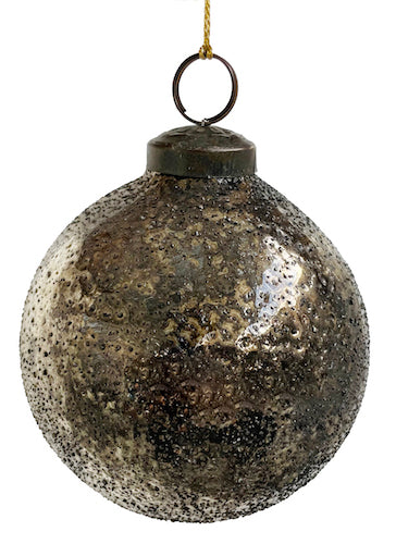 Glass ball silver black sand oxidized 9c