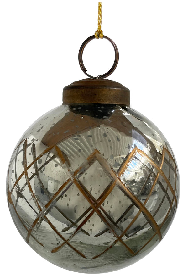Glass ball antique silver gold cutting 7,5cm