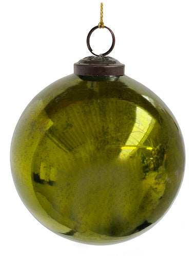 Glass ball shiny green oxidized 12cm