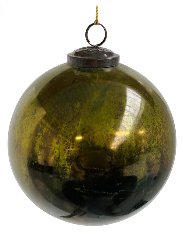 Glass ball shiny green oxidized 15cm