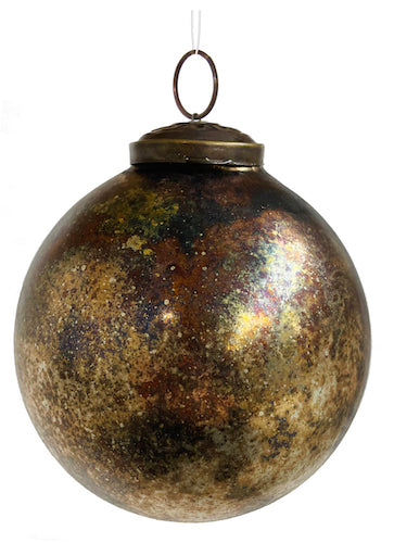 Glass ball rustic metal finish 9cm