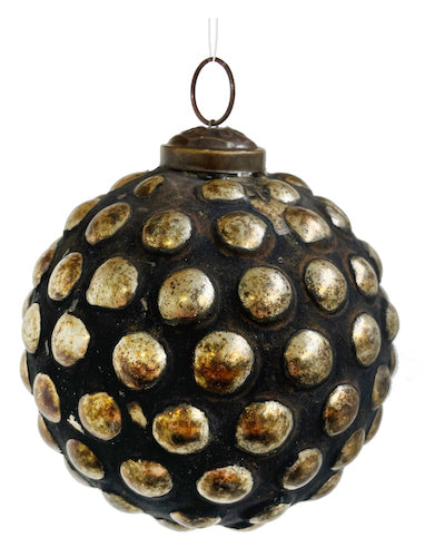 Glass ball dotted antique silver black p